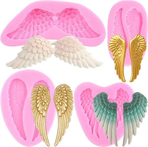 Miniatura 14 de ZiXiang Molde de silicona para bebé, alas de ángel, moldes para fondant, moldes de silicona de querubín de ángel para baby shower, decoración