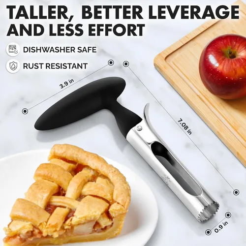 Miniatura 3 de Zulay Kitchen Herramienta Premium para Descorazonar Manzanas - Hojas Ultra Afiladas de Acero Inoxidable y Serradas para Descorazonar Fácilmente