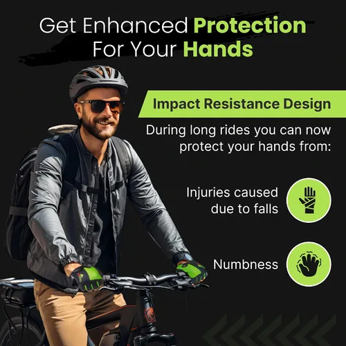 Miniatura 2 de Guantes de ciclismo, guantes de bicicleta de montaña, guantes de bicicleta Antideslizante, absorción de golpes, acolchado, transpirable, medio dedo