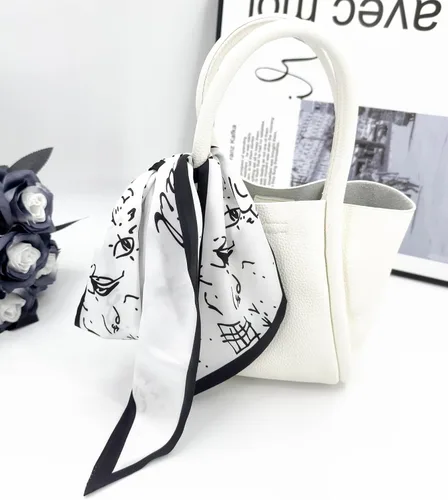 Miniatura 10 de Women's Designer Neckerchief Handbag Handle Ribbon Fashion Scarf Letter Printed Hair Tie