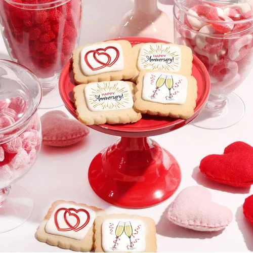 Miniatura 5 de Cesta de regalo de galletas de feliz aniversario, paquete de 4 para hombres, mujeres, esposa, marido, boda, compromiso, sin frutos secos, Kosher