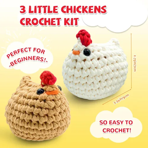 Miniatura 2 de SGIBYN Kit de Ganchillo para Principiantes con Tutoriales en Video Paso a Paso, Kit de Amigurumi de Pollos de Ganchillo de Inicio para Adolescentes