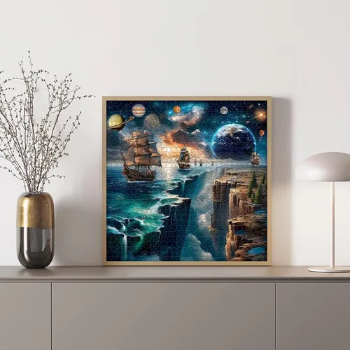 Miniatura 7 de PICKFORU Rompecabezas de paisaje de fantasía de 1000 piezas, rompecabezas de noche estrellada de galaxia del espacio exterior, naturaleza, océano