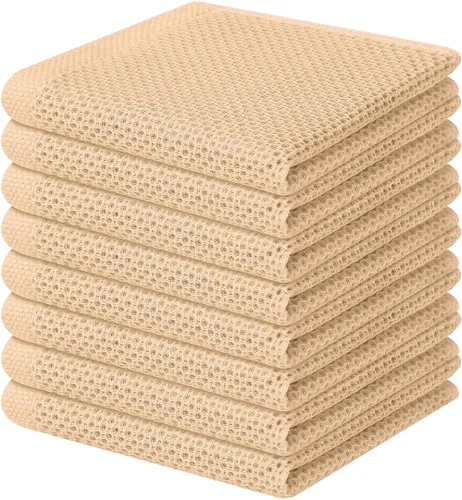 Miniatura 169 de Homaxy Paños de cocina de 100% algodón con tejido de gofre, ultra suaves, absorbentes, de secado rápido, 12 x 12 pulgadas, paquete de 6, amarillo