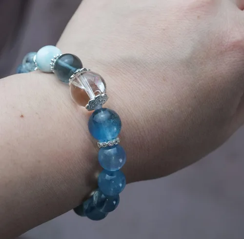 Miniatura 24 de Precious Gemstone Natural Crystal Healing Bracelet, Rutilated Quartz, Moonstone, Quartz Handmade Original Design Bracelet