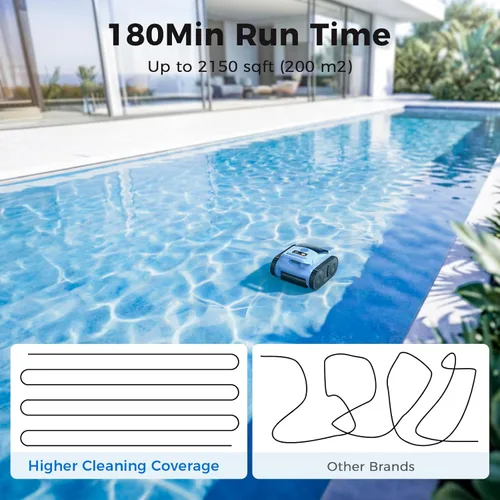 Miniatura 5 de Limpiador robótico inalámbrico para piscinas, aspiradora robótica automática para piscinas enterradas, limpieza de robot de piscina de spa de hasta