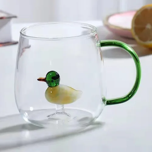 Miniatura 16 de Vasos de vidrio, patrón tridimensional transparente, bebidas de bar, taza de café helado, vaso de jugo, transparente (taza de delfin)