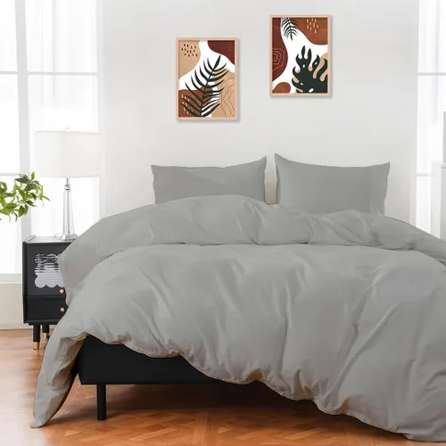 Miniatura 8 de ARlinen Juego de funda de edredón de tamaño matrimonial, 100% algodón egipcio, juego de ropa de cama de 3 piezas con cierre de cremallera, incluye 1