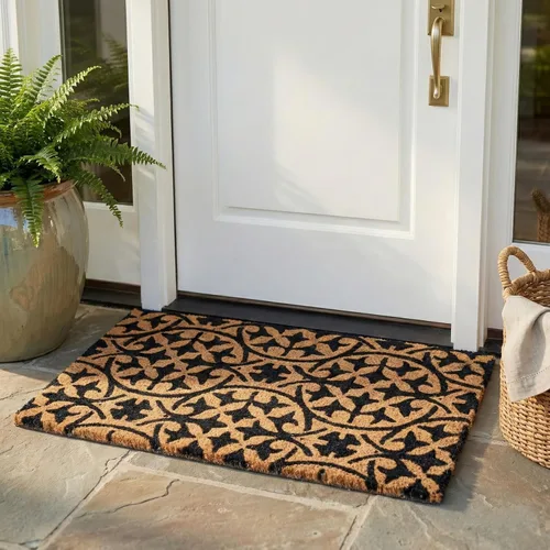 Miniatura 70 de Fab Habitat Felpudo extra grueso, tejido a mano, duradero, fibra de coco natural, entrada, puerta delantera, porche, patio, pájaros en rama, gris