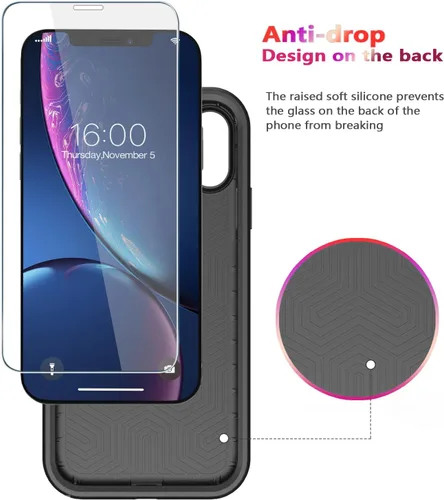 Miniatura 4 de Diverbox Funda para iPhone XR [Protector de Pantalla de Vidrio Templado] [A Prueba de Golpes] [A Prueba de Caídas] Funda de Teléfono de Protección
