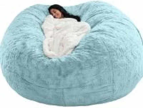 Miniatura 9 de DIOB Funda redonda para silla de puf, para adultos, adolescentes (relleno no incluido), silla de sofá gigante suave, cómoda silla de descanso