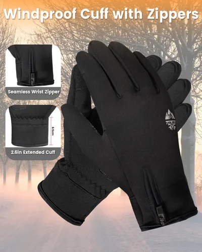 Miniatura 6 de RIGWARL Warm Kids Winter Gloves for Boys Girls, Water-Resistant Touchscreen Gloves with Zipper Cuff, Gifts for Kids Christmas
