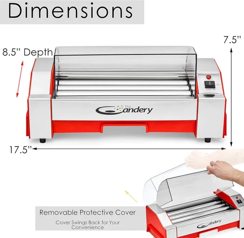 Miniatura 5 de The Candery Rodillo eléctrico para perros calientes, máquina de cocina para parrilla de salchichas, capacidad de 6 perritos calientes, máquina