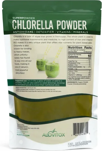 Miniatura 2 de Alovitox Chlorella orgánica en polvo de 8 onzas Superalimento denso en nutrientes con antioxidantes, proteínas, vitaminas C, E, complejo B