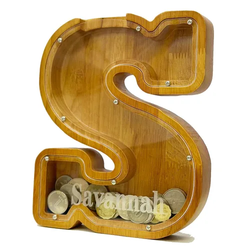 Miniatura 21 de Alcancia personalizada grande de madera con letras, alcancía para monedas, alcancía personalizada con nombre, puede ser utilizada como regalo de J