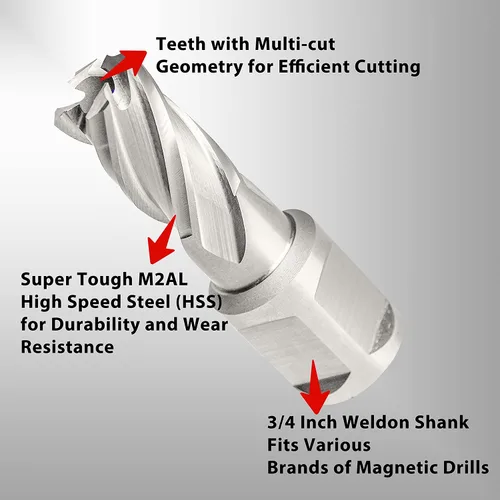 Miniatura 2 de S&F STEAD & FAST Cortador anular, diámetro de corte de 9/16" x 1" profundidad de corte para prensa de taladro magnética, brocas Mag con pasador