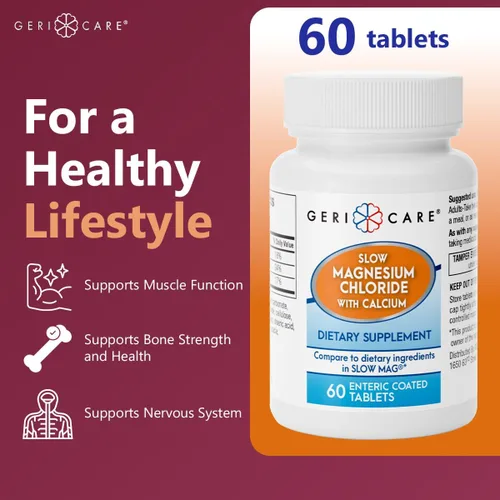 Miniatura 2 de Gericare Cloruro de magnesio lento Tabletas de calcio de Geri-Care Suplemento nutricional Botella de 60 unidades (paquete de 1)
