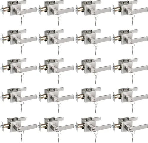 Miniatura 42 de USHTL01-SN-BK-6P - Manija cuadrada de privacidad para puerta de níquel cepillado sin llaves para dormitorio o baño, USHTL01-SN-BK-6P
