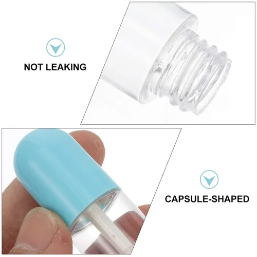 Miniatura 5 de Lurrose Paquete de 12 tubos vacíos de brillo de labios, mini recipientes portátiles recargables para bálsamo labial con inserciones de goma