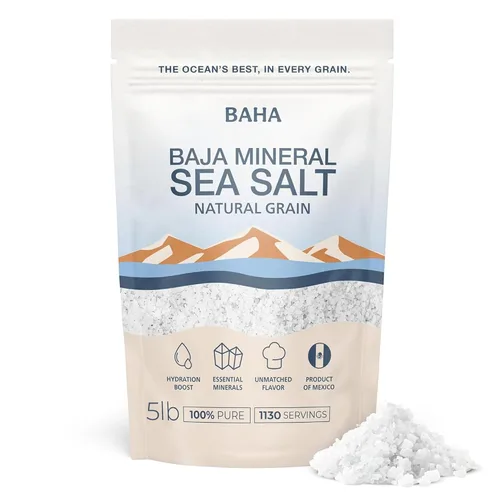 Miniatura 11 de BAHA - 1 libra de sal marina mineral de Baja Sal mineral Baha original de grano natural de Sea of Cortez Baja en sodio y mineral Para cocinar
