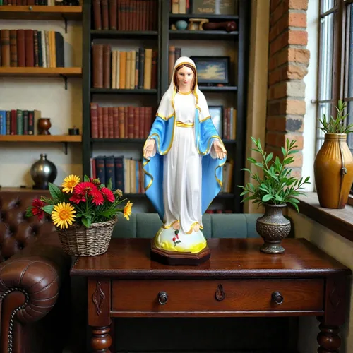 Miniatura 7 de Estatua de Virgen María de Nuestra Señora de Gracia, estatua religiosa católica de resina de 12 pulgadas para oración o devoción en el hogar