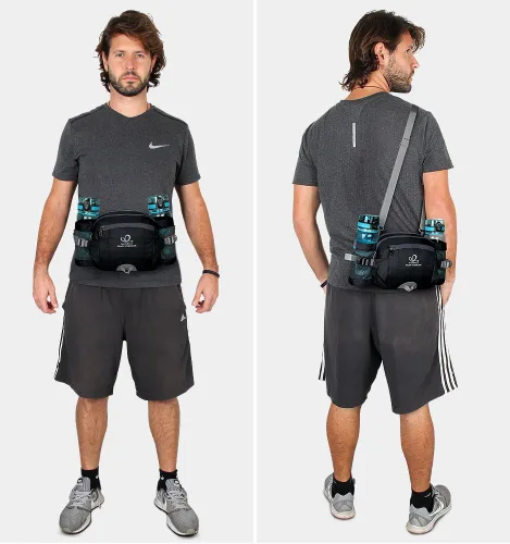 Miniatura 7 de Waterfly - Riñonera Fanny Pack: Bolso Fanny con 2 soportes para botellas de agua, cinturón lumbar, para senderismo, caminatas, correr, trotar
