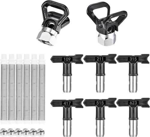 Miniatura 7 de Yoption Juego de 14 puntas de pulverizador de pintura sin aire, 6 puntas de boquilla de pulverización reversibles con espaciador, 6 filtros