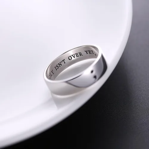 Miniatura 4 de Joyería inspiradora de plata de ley S925 MY STORY ISN'T OVER YET anillo de punto y coma para hombres y mujeres o unisex, ancho de 0.236 in