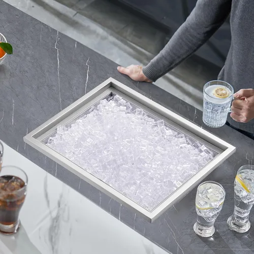 Miniatura 8 de VEVOR Arcón congelador de inmersión, enfriador de hielo de acero inoxidable de 22" L x 17" W x 12" H, recipiente de hielo comercial con cubierta