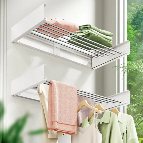 Miniatura 2 de ZdwCyl Estante de secado montado en la pared, 32 pulgadas, plegable, estante de secado de ropa, soporte de pared, estante de secado para ropa