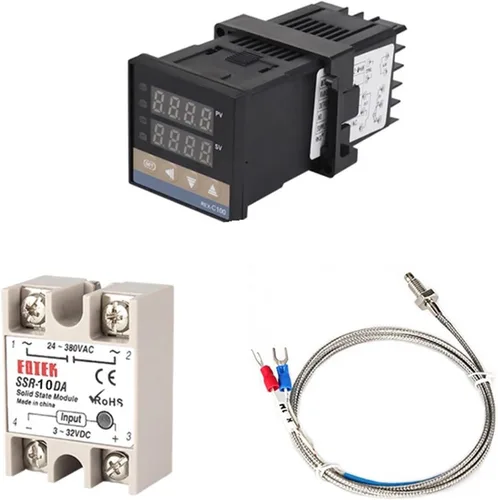 Miniatura 7 de 1 juego REX-C100 controlador de temperatura PID digital K termostato de entrada + salida SSR 10DA 25DA 40DA + termopar K sonda 3.3 ft (SSR 10DA)
