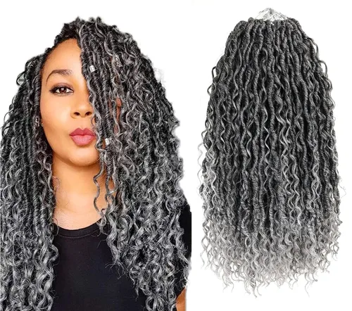Miniatura 34 de Aipin Goddess Cabello de Ganchillo de 18 Pulgadas Boho River Locs Hippie Locs Ondulado de Ganchillo Con Cabello Rizado en el Medio y Extremos 613