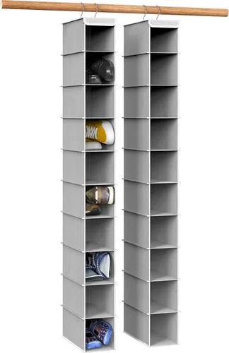 Simple Houseware - Paquete de 2 organizadores colgantes con 10 estantes, color gris