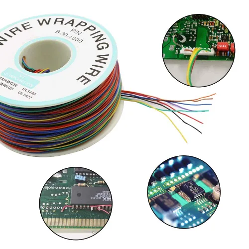 Miniatura 5 de P/N B-30-1000 - Carrete de cable de cobre chapado en estaño 30 AWG, 820.2 ft, soldadura de PCB blanco, recubierto de PVC, alambre de cobre estañado