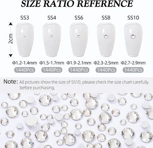 Miniatura 2 de Diamantes de imitación transparentes con parte trasera plana, diamantes de imitación de vidrio para arte de uñas y manualidades, fijación