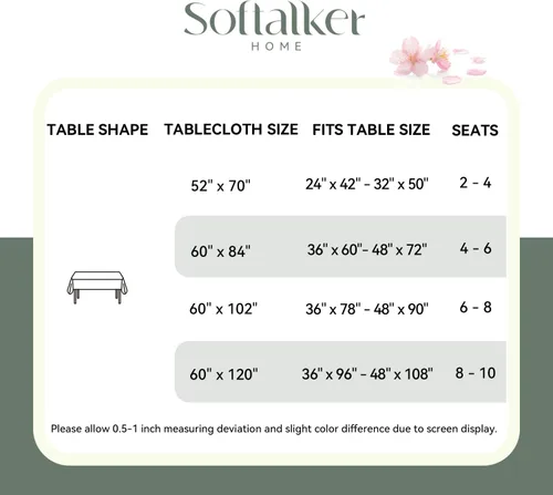 Miniatura 6 de Softalker Mantel rectangular de primavera – Mantel decorativo impermeable con patrón floral de Pascua, resistente a las manchas, sin arrugas