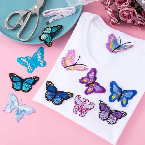 Miniatura 3 de 12 parches de mariposa para coser, parches bordados de mariposa PAGOW para planchar, parches bordados para coser con plancha, parches de costura