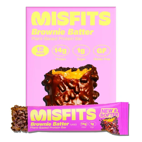 Miniatura 11 de Misfits - Paquete de variedad de barras de proteína Barras nutricionales - 14-15 g de proteína, 1 g de azúcar, a base de plantas, bajas