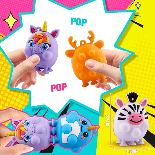 Miniatura 2 de ChildFun 24 piezas de recuerdos de fiesta para niños, juguetes fidget pop de animales de silicona con succión, regalos de cumpleaños para niños
