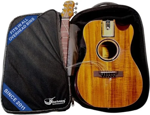 Miniatura 23 de Journey Instruments Guitarra de viaje de fibra de carbono – OB660M Guitarra acústica de bajo portátil con sistema plegable patentado – Estuche
