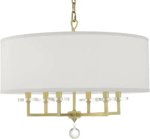 Miniatura 3 de Crystorama Paxton - Candelabro de latón envejecido con 6 luces, lámpara de techo para pasillo, sala de estar, vestíbulo, casa de campo, lámpara