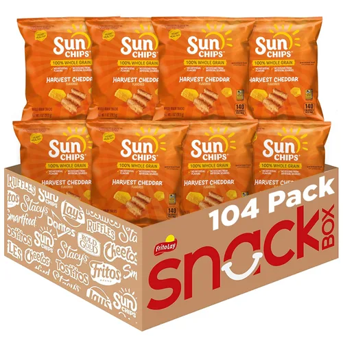 SunChips Harvest Cheddar - Snacks multicereales con sabor a Harvest Cheddar, 1 onza (paquete de 104)