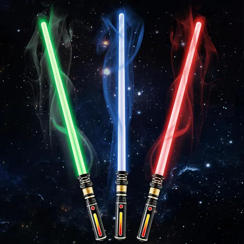 Sable de luz para niños, 3 paquetes de 3 colores de espada ligera con sonido FX (sensible al movimiento) y mango brillante, juego de sables de luz