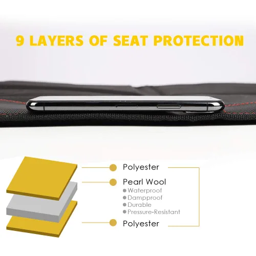 Miniatura 8 de Protector de asiento de coche para asientos de automóvil para bebés y niños, antideslizante, impermeable, con bolsillos de malla 2-Negro