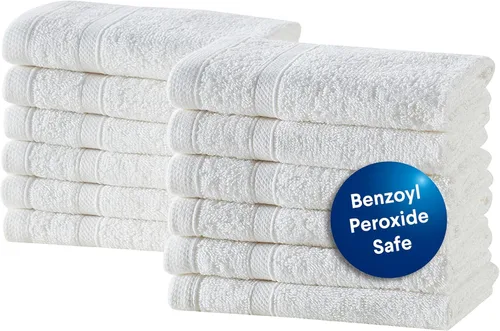 Miniatura 21 de CLOROX Toallitas de baño 100% algodón aptas para usar blanqueador, de secado rápido (12" x 12"), altamente absorbentes, suaves y ligeras, ideales