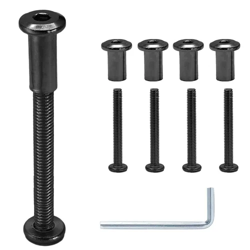 Miniatura 27 de 10 pares (20 piezas) M6 x 0.630 in Tornillo hexagonal con llave Allen, pernos de conector plateados para muebles, tornillos avellanados M6, tuercas