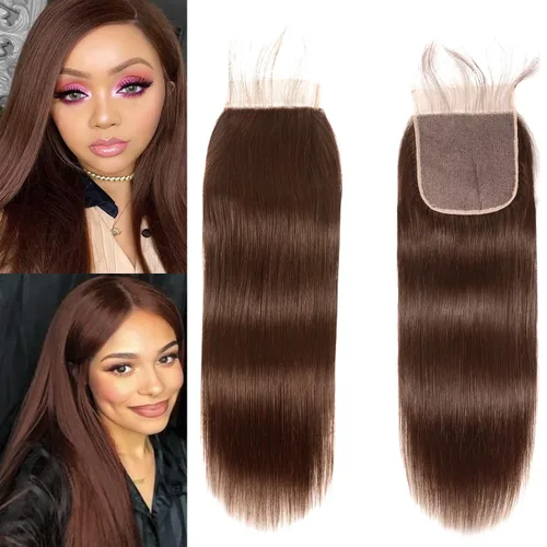 Miniatura 18 de Cierre de encaje transparente de 6 x 6 pulgadas, cierre de cabello humano real, 6 x 6 pulgadas, prearrancado con cabello de bebé, línea capilar