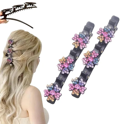 Miniatura 12 de Pinzas para el cabello trenzadas con piedra de cristal brillante para mujeres y niñas, pinzas para el cabello con diamantes de imitación 2025