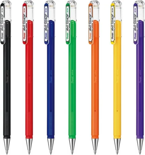 Miniatura 3 de Pentel Mattehop - Cartera con rodillo de gel de 0.039 in, 7 piezas, colores originales Surtido