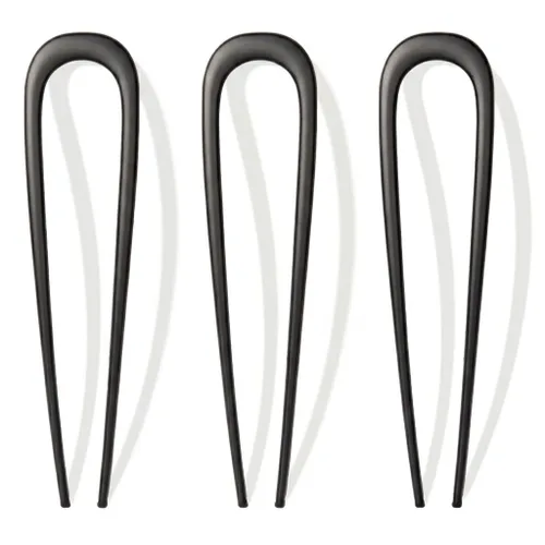 3 horquillas francesas para mujer, horquillas de metal para moños, rizos franceses y recogidos, accesorios para el cabello grueso y fino, color negro